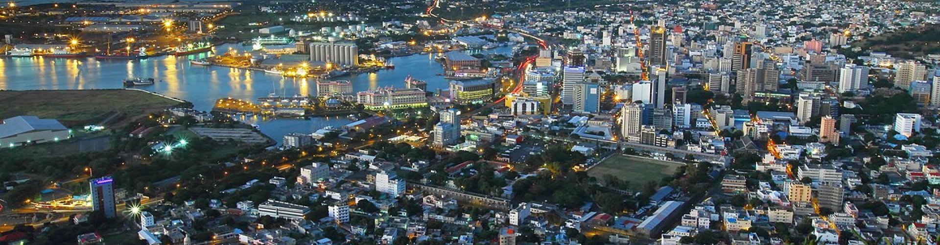 Port Louis skyline at sunset