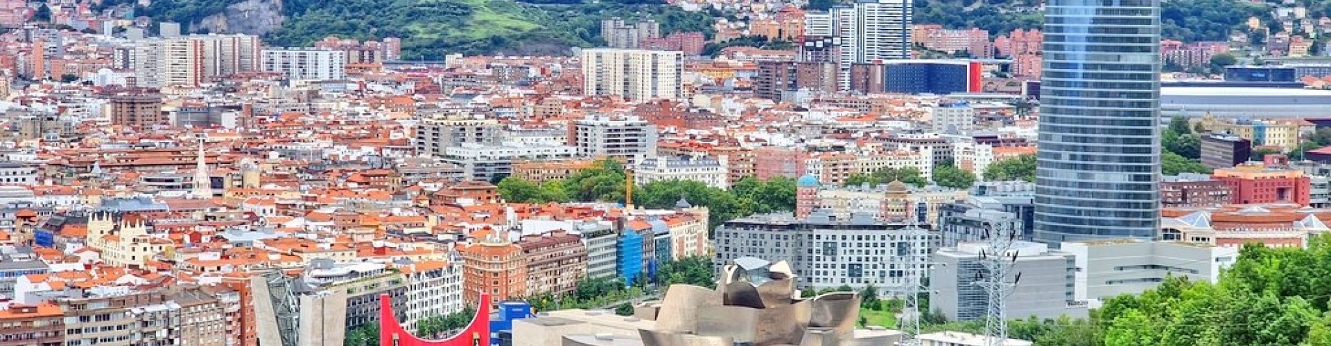 Bilbao cityscape at sunset