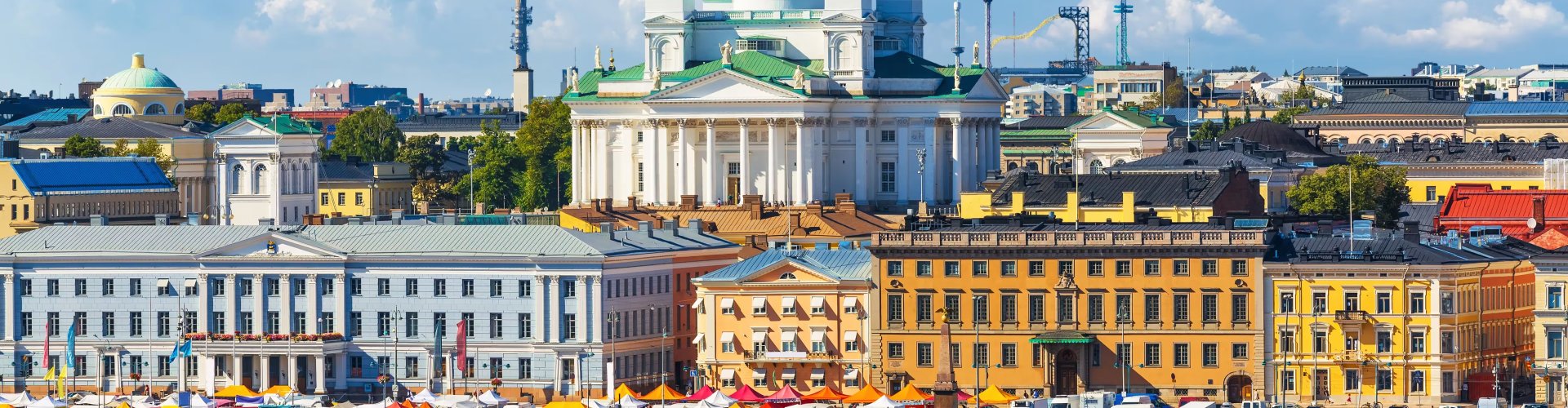 Helsinki cityscape sunset