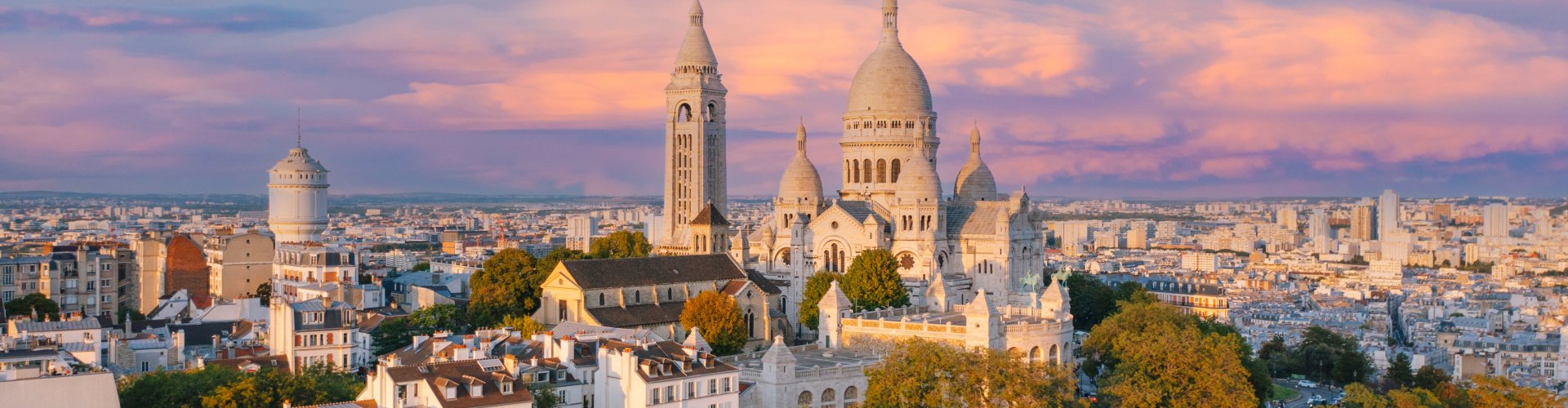 Paris cityscape at sunset