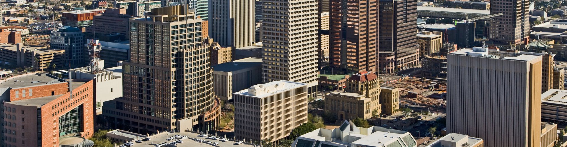 Sunset over Phoenix cityscape