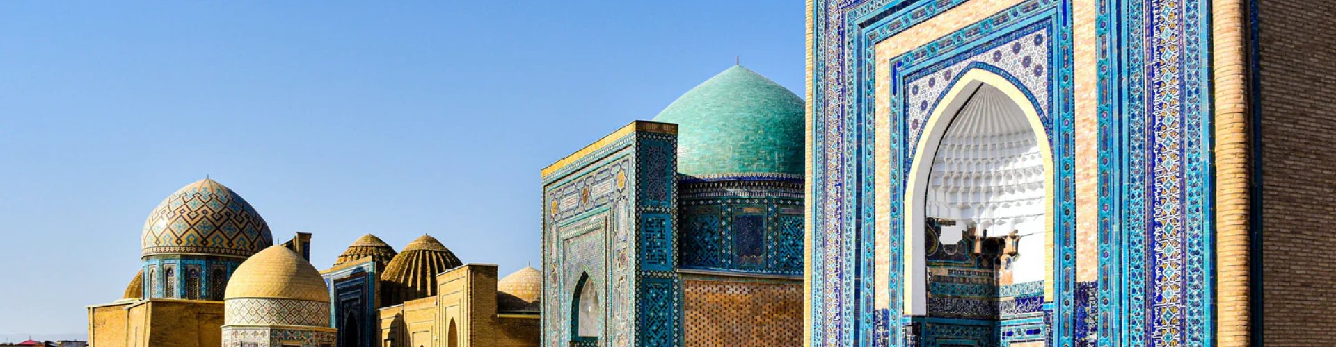 Samarkand city skylines at sunset
